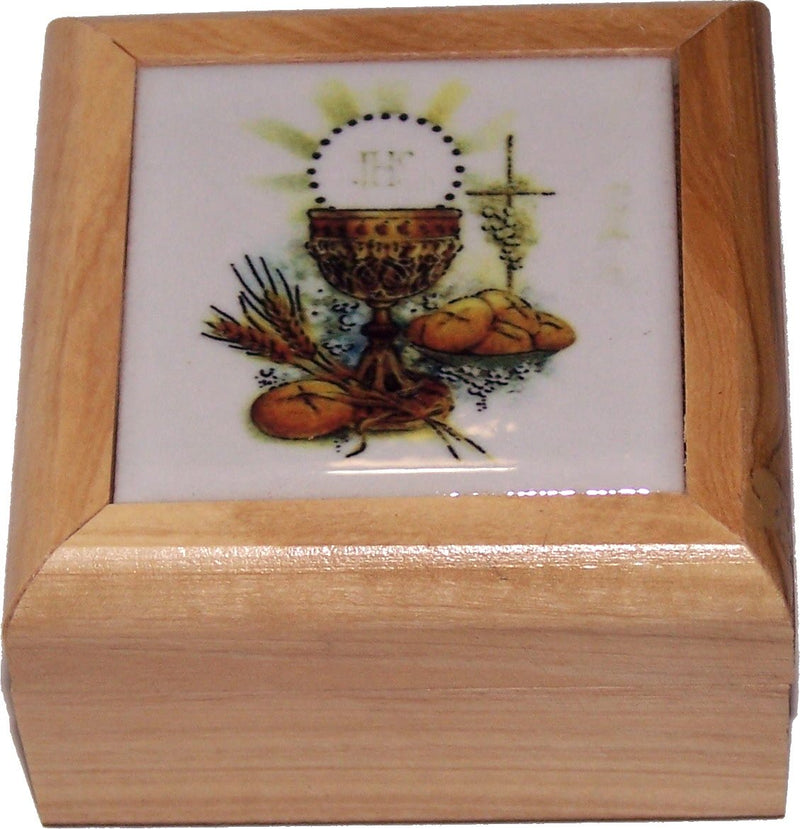 Holy Land Market First Communion Box - Rosary Box - Bethlehem Olive Wood