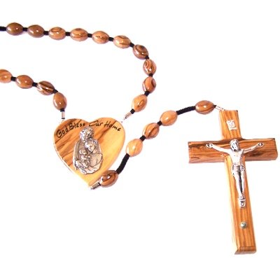 Holy Land Market Olive Wood Wall Rosary ( 39 Inches Long )