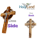 Holy Land Market Celtic God Bless Our Home Handmade Wall Olive Wood Catholic Crucifix - 10 Inches