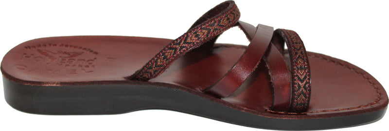 Holy Land Market Men/Women Biblical Jesus Leather/Embroidered Sandals/Slides From Jerusalem (Saint Paul  Style)