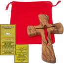 Large Olive Wood Hand or Palm Cross Carved by Christians from Bethlehem , the Birth place of our Lord Jesus, Crucifix with Corpus Carved Through 4.7 Inches, thick and carved from both sides ergonomic grip in your hand.