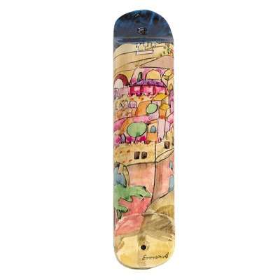Jerusalem Handpainted Wooden Mezuzah Holder By Yair Emanuel (MZL-16)