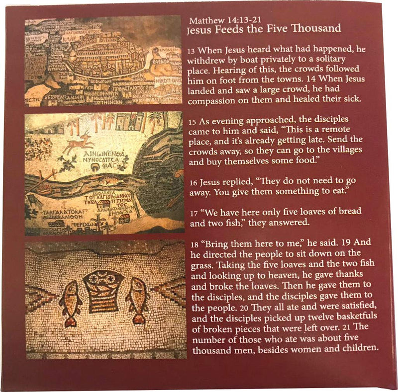 Holy Land Market Fish and Bread Multiplication - Two Fish and Five Loaves Carved from Olive Wood of Bethlehem (3.5 inch Plate)