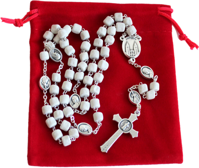 MEDJUGORJE - Rosary made from Apparition hill directly from MEDUGORJE. ( 20 inches long ) - silver cross