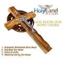Holy Land Market Celtic God Bless Our Home Handmade Wall Olive Wood Catholic Crucifix - 10 Inches