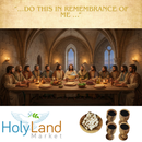 Holy Land Market 4 x 3" Olive Wood Communion Cups & 4" Bread Plate Set – Hand-Carved in Bethlehem – Includes 4 Kiddush Goblets with Matching Tray for Church Worship, Pastors & Ministries