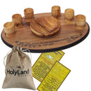 Holy Land Market Olive Wood Communion Cups & Plate Set KIddush & Holding Tray - Communion Set Hand-Carved in Bethlehem – for Church Worship, Pastors & Ministries (Tray + Round Bowl + 6 Small Goblets)