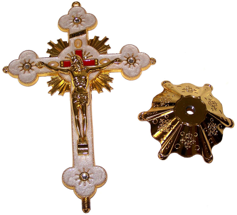 Holy Land Market Altar Table Crucifix - Church or Home Decor - Enamel Ornamented