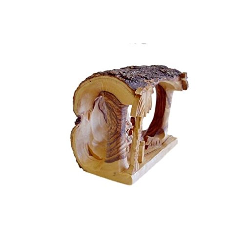 Olive Wood Bethlehem Cave Nativity-Large (5.5"Hx7.5"W)