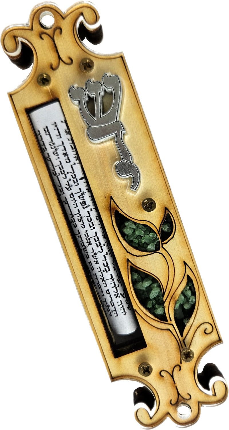 Holy Land Market Mezuzah-Wood Precious Stones (Shaddai)