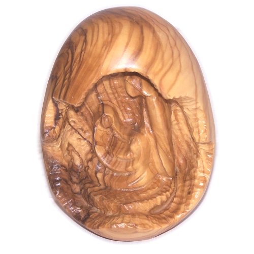 Egg with nativity carved within or inside - one piece (12 cm or 5 inch high)