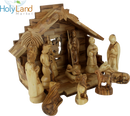 Holy Land Market Christmas Decorations Indoor - Inspirational Deluxe Olive Wood Nativity Set, Hand Carved by Christian Artisans in Bethlehem, Perfect Christmas Table Decor, 12 Piece Set