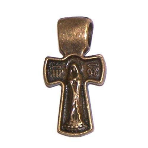 King Crucifix with Mary on back bronze tone medal necklace - design based on Fedorov designer - 60cm