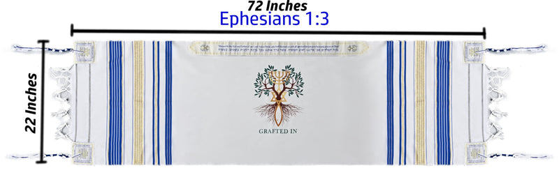 Holy Land Market Grafted IN - Messianic Christian Prayer Shawl/Tallit Prayer Shawl - Creation and Restoration Talit