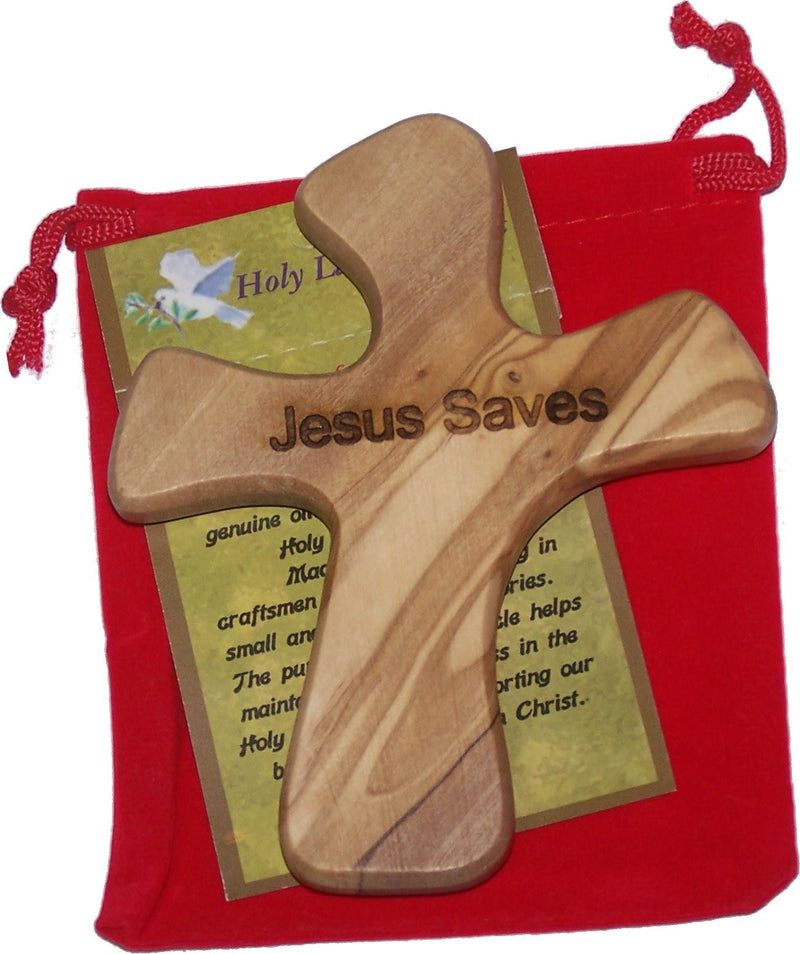 Hand Cross that will sit in your hand comfortably - JESUS SAVES - model ( 4.5 x 3.75 Inches )