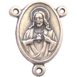 Sacred Heart with Padre Reus - Pewter (2.3 cm-0.9")