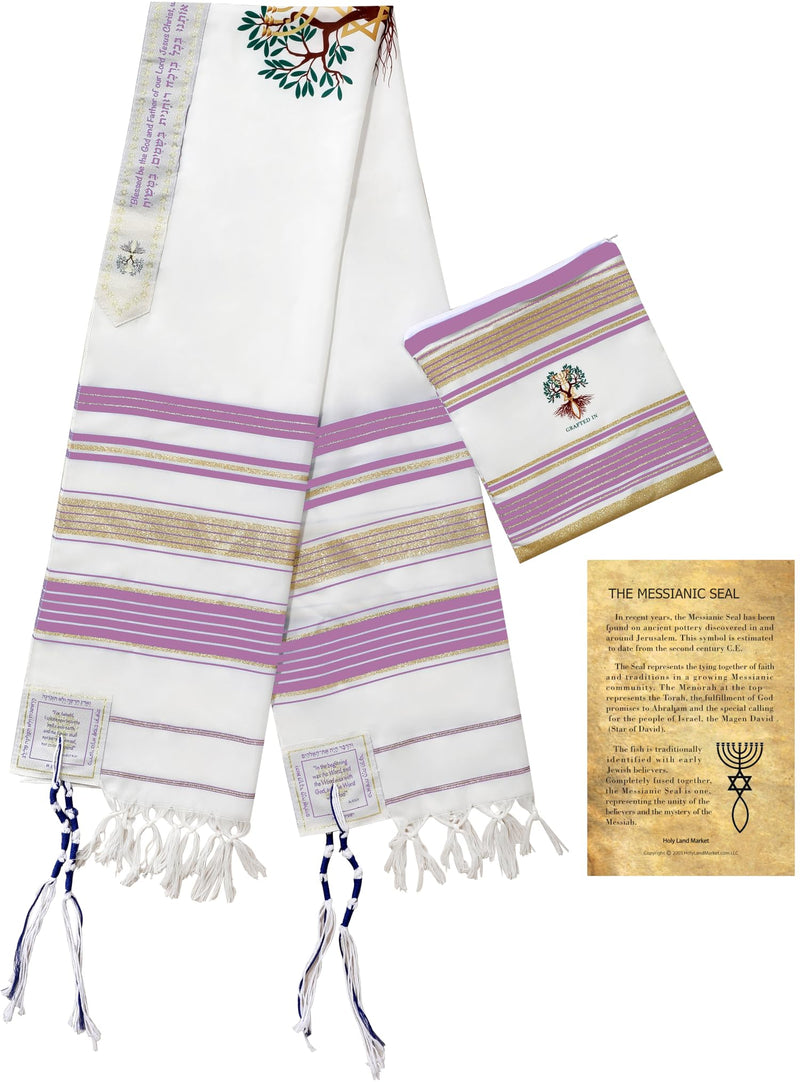 Holy Land Market Grafted IN - Messianic Christian Prayer Shawl/Tallit Prayer Shawl - Creation and Restoration Talit