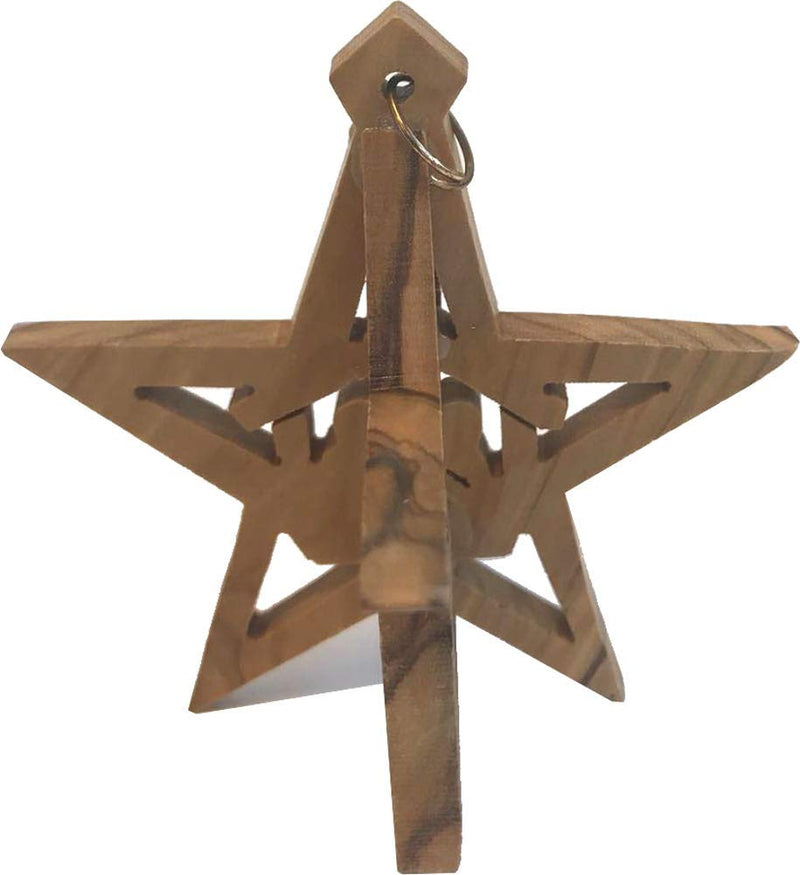 Holy Land Market Olive Wood Star Nativity Ornament with Gift Box