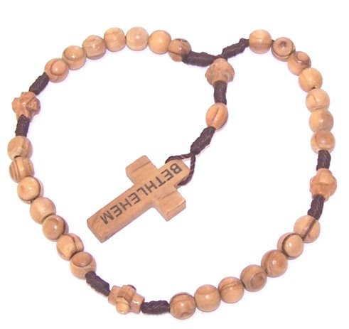 Threaded olive wood Anglican Rosary 9" long