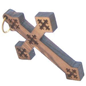 Olive wood Coptic Cross Laser Pendant(6cm or 2.36" long )