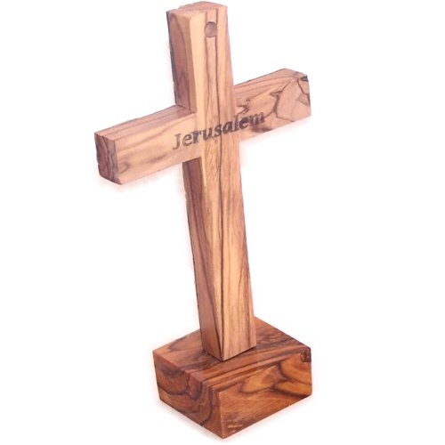 Holy Land Market Cross with Mother of Pearls - Full Cover - Olive Wood with Certificate (5.5 inches)