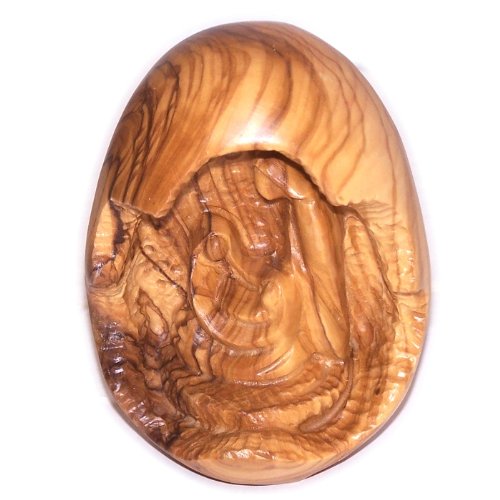 Egg with nativity carved within or inside - one piece (12 cm or 5 inch high)