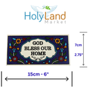 Holy Land Market God Bless Our Home Painted Tile from Jerusalem - 6x3 Inches - Asfour Outlet Trademark