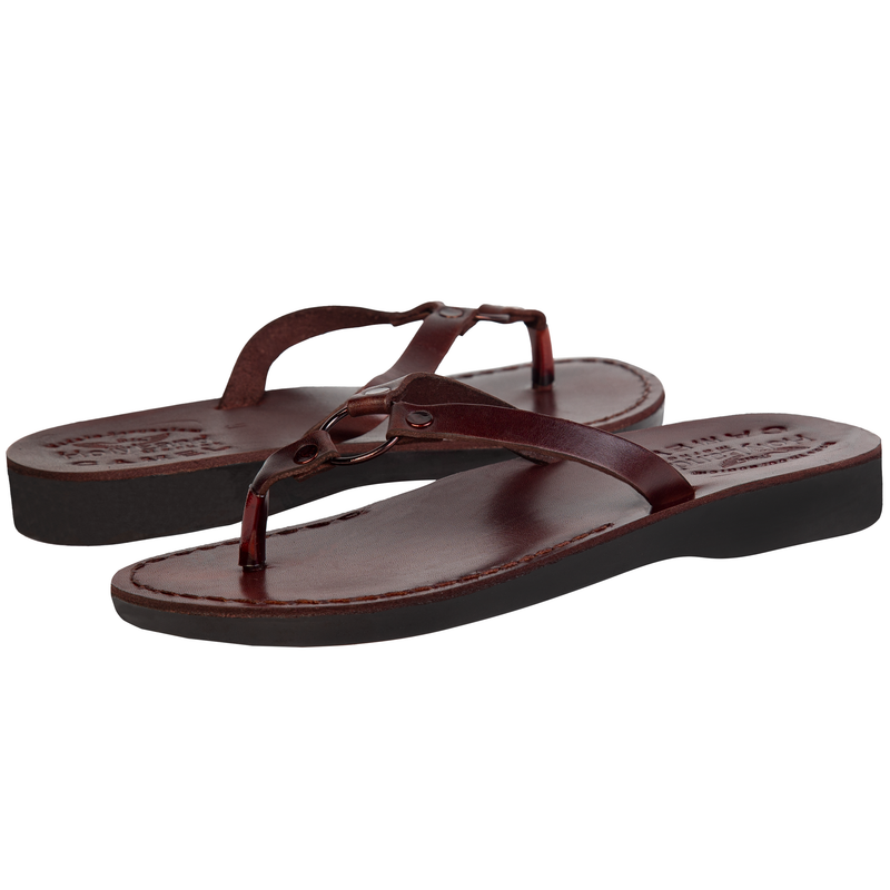 Holy Land Market Unisex Adults/Children Genuine Leather Biblical Sandals/Flip Flops/Slides/Slippers (Jesus - Yashua) Jericho Style II