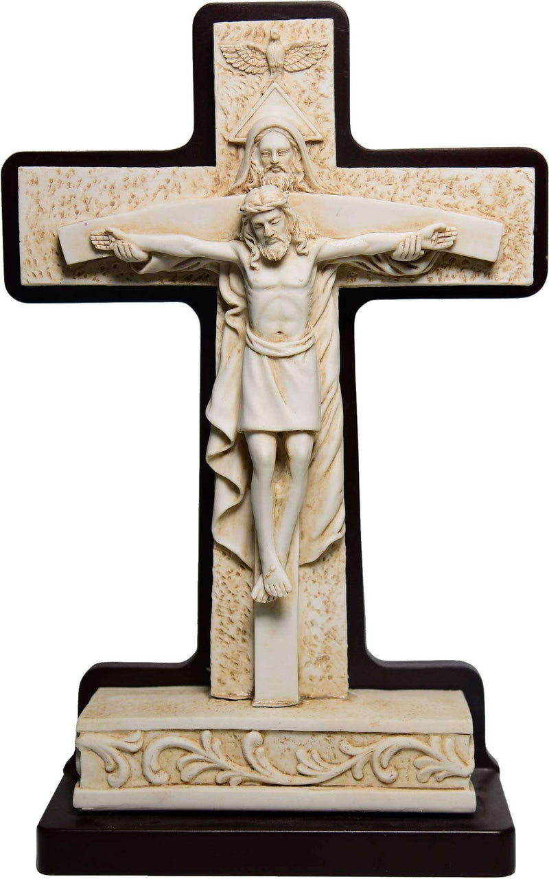 Mesa de la Trinidad de Resina sobre Madera o Crucifijo de Pie (28.7 cm o 11.3 Pulgadas)
