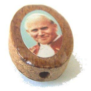 John Paul II Oval wooden medal -enamel (14x11mm -0.55x0.43")