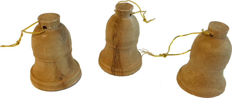 Holy Land Market Hand Made Olive wood ornaments - Tree Hanging Bells - Christmas Tree Ornaments from the Holy Land