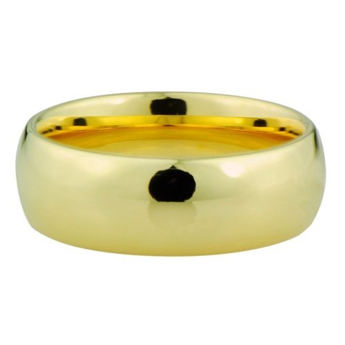 Domed design Wedding band or ring - Highly Polished 18K Gold Ion or IP plated