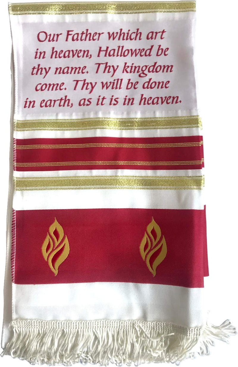 Holy Land Market Lord prayer head Holy Spirit tongues of fire prayer scarf 60 x 16 Inches