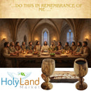 Holy Land Market Two Large Olive Wood Communion Cups & Plate Set Kiddush - Communion Set Hand-Carved in Bethlehem – for Church Worship, Pastors & Ministries