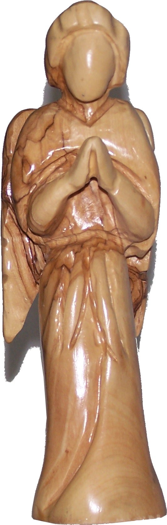 Angel (annunciation) - carved in olive wood, modern style (18.5cm or 7.4 Inches)