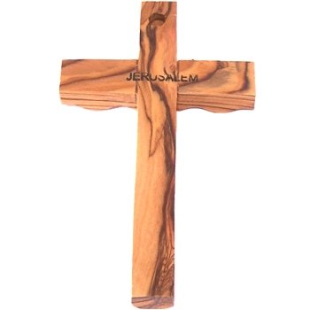 Holy Land Market Olive Wood Cross from Bethlehem with a Certificate and Lord Prayer Card