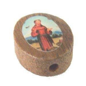 St. Francis Oval wooden medal -enamel (14x11mm -0.55x0.43")