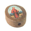 St. Francis Oval wooden medal -enamel (14x11mm -0.55x0.43")