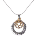 Shema Israel loop with Star of David and stones necklace with long chain by Holy Land Market