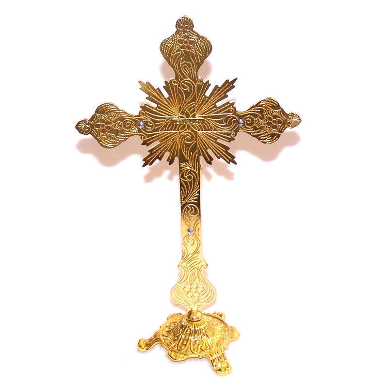 Holy Land Market Altar Table Crucifix - Church or Home Decor - Enamel Ornamented