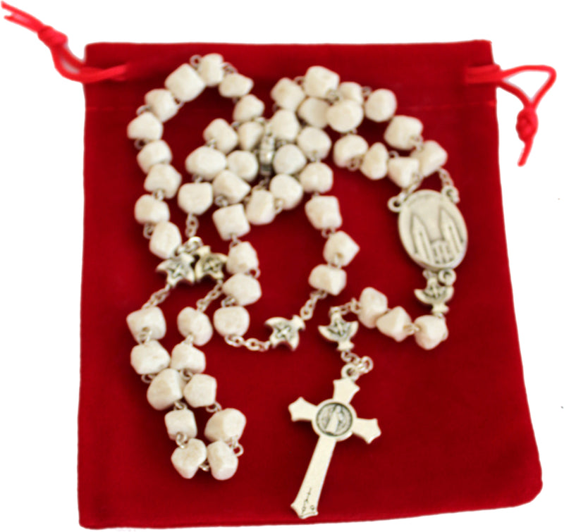 MEDJUGORJE - Rosary Made from Apparation Hill Stones directly from MEDUGORJE. (20 inches Long) - Silver Cross