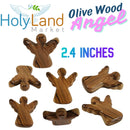Holy Land Market Hand-Carved Olive Wood Guardian Angel from Bethlehem, 2.5 Inch Religious Figurine with Red Velvet Pouch and Certificate of Authenticity