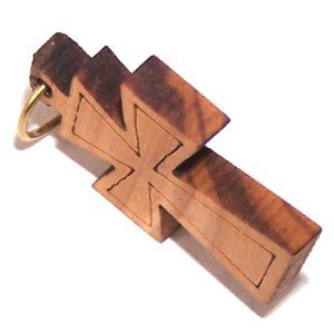 Maltese Olive wood Cross Laser pendant (6cm or 2.36" long )