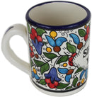 Taza de café de cerámica armenia del Mercado de Tierra Santa - Shalom Y'all Taza de cerámica hecha a mano grande de 4 pulgadas, 12 oz, cerámica pintada a mano hecha en Jerusalén, regalo de cerámica armenia
