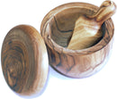 Salero de madera de olivo con cuchara de madera de olivo (3 pulgadas cada uno) - Marca Asfour Outlet