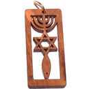 Olive wood Messianic Seal of Jerusalem pendant - necklace with 60 cm strap