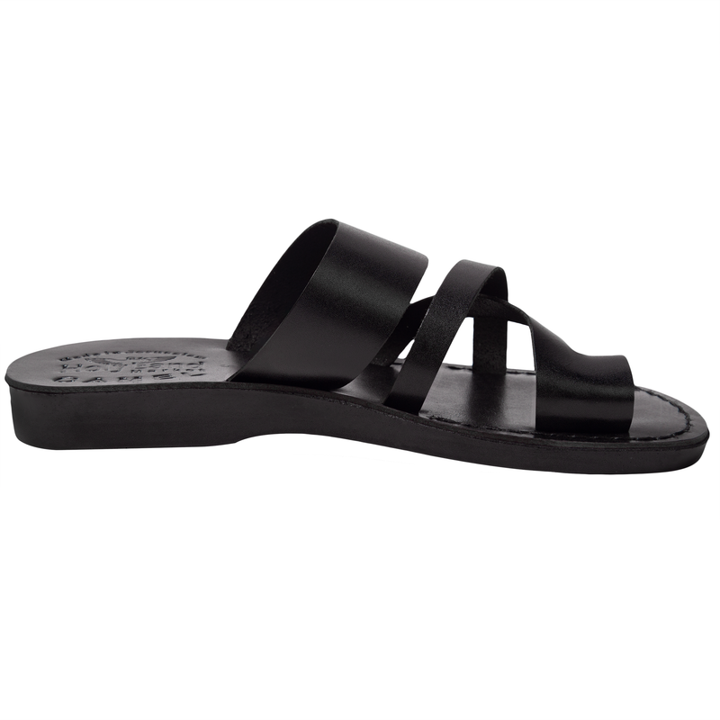 Holy Land Market Men/Women Biblical Jesus Leather Sandals/Slides From Jerusalem (Bethlehem Black)