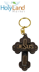 Holy Land Market Religious samples thick large Jesus Cross keys ring (3.25 x 2.25 inches) with Soil Sample from the Holy Land