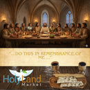 Holy Land Market 2 Medium Olive Wood Communion Cups & Plate Set Kiddush - Communion Set Hand-Carved in Bethlehem – for Church Worship, Pastors & Ministries