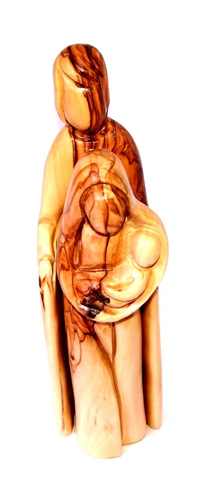 Holy Land Market Olive Wood Holy Family - 2 Pieces Statue (8.1 Inches)